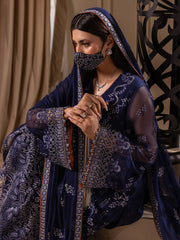 Chandni By Flossie | Neelam - 3 Piece Embroidered Chiffon Dress