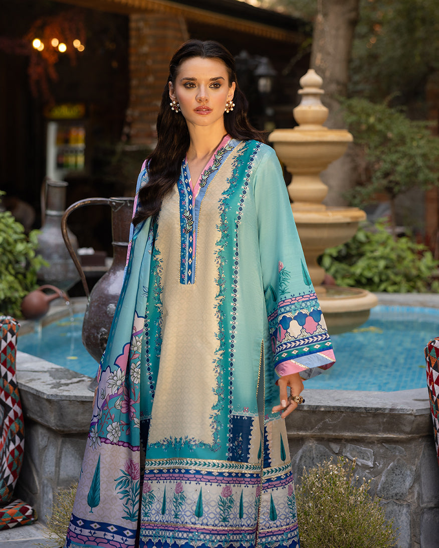 Mushq Seraphic Dust – embroidered luxury formal dress from Nirvana Echoes Serenity, available online at Highway Fashion PK