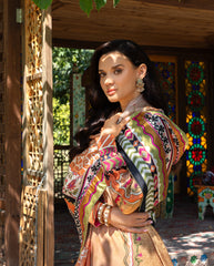 Mushq Solara Crest dress – embroidered luxury outfit from Nirvana Echoes Serenity, available online at Highway Fashion Pakistan