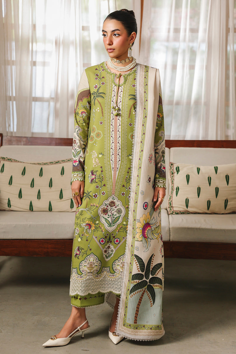 Qalamkar QW-07 (B) TAHLIA – Jacquard weaved digital printed unstitched suit from Qalamkar Q Prints Winter Collection, available at Highway Fashion.