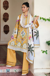 Qalamkar QW-07 (A) CELINA – Jacquard weaved digital printed unstitched winter dress available at Highway Fashion.