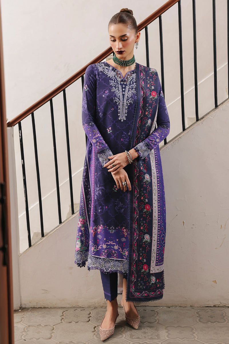 Qalamkar QW-03 (B) VANNA – Jacquard weaved digital printed unstitched winter dress from Qalamkar Q Prints Winter Collection, available at Highway Fashion.