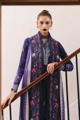 Qalamkar QW-03 (B) VANNA – Jacquard weaved digital printed unstitched winter dress from Qalamkar Q Prints Winter Collection, available at Highway Fashion.