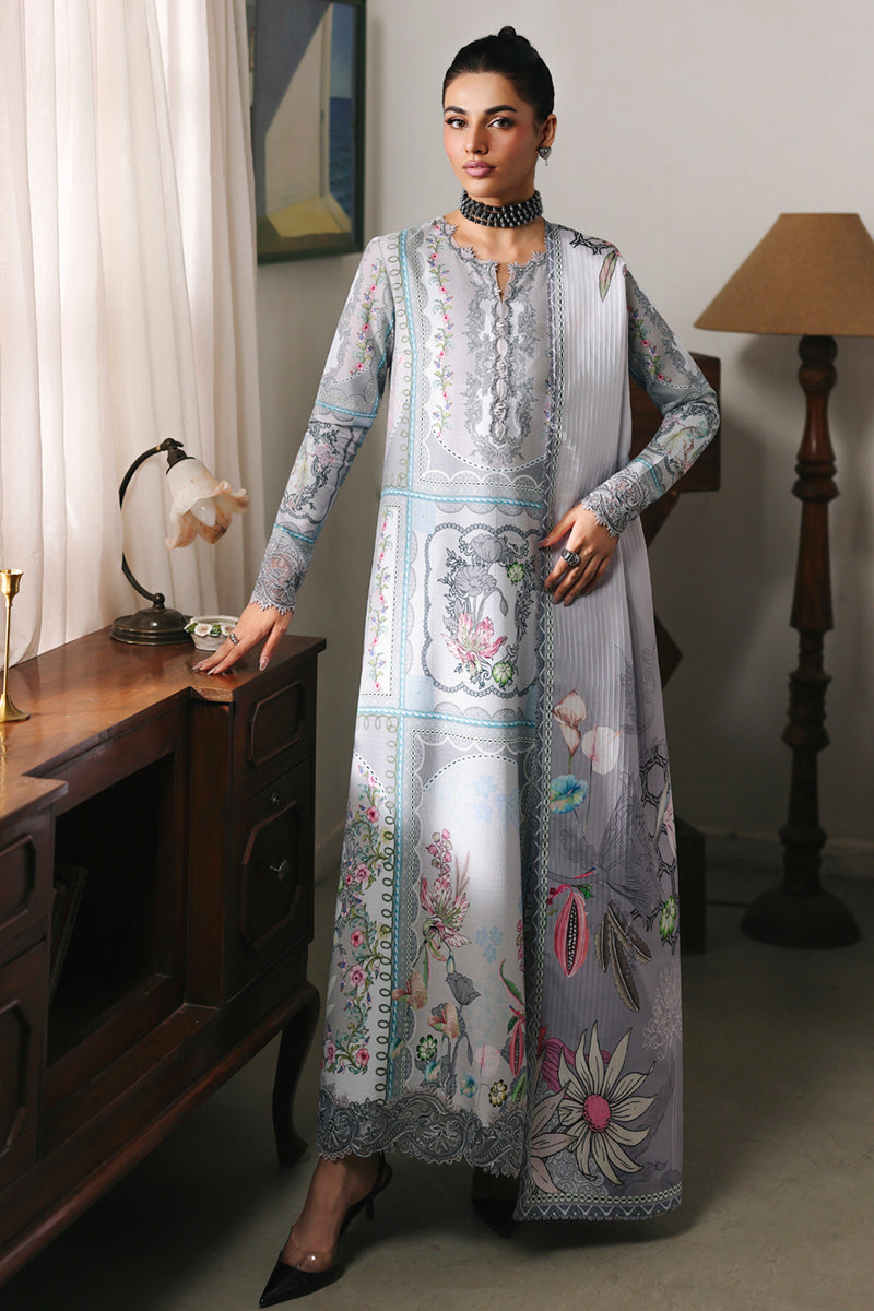 Qalamkar QW-08 (A) MARLA – Jacquard weaved and digital printed unstitched winter dress from Qalamkar Q Prints Winter Collection, available at Highway Fashion.