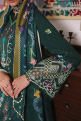 Qalamkar QW-06 (A) KARLA – Jacquard weaved digital printed unstitched winter outfit from Qalamkar Q Prints Winter Collection, available at Highway Fashion.