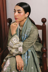 Qalamkar QW-09 (A) KHANZA – Jacquard weaved digital printed unstitched winter dress from Qalamkar Q Prints Winter Collection, available at Highway Fashion.