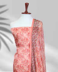 Highway Fashion Veyra pure silk outfit in light peach with printed chiffon dupatta