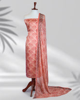 Veyra light peach silk printed dress with chiffon dupatta – Highway Fashion