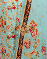 Elegant green silk printed Eshaal dress with chiffon dupatta
