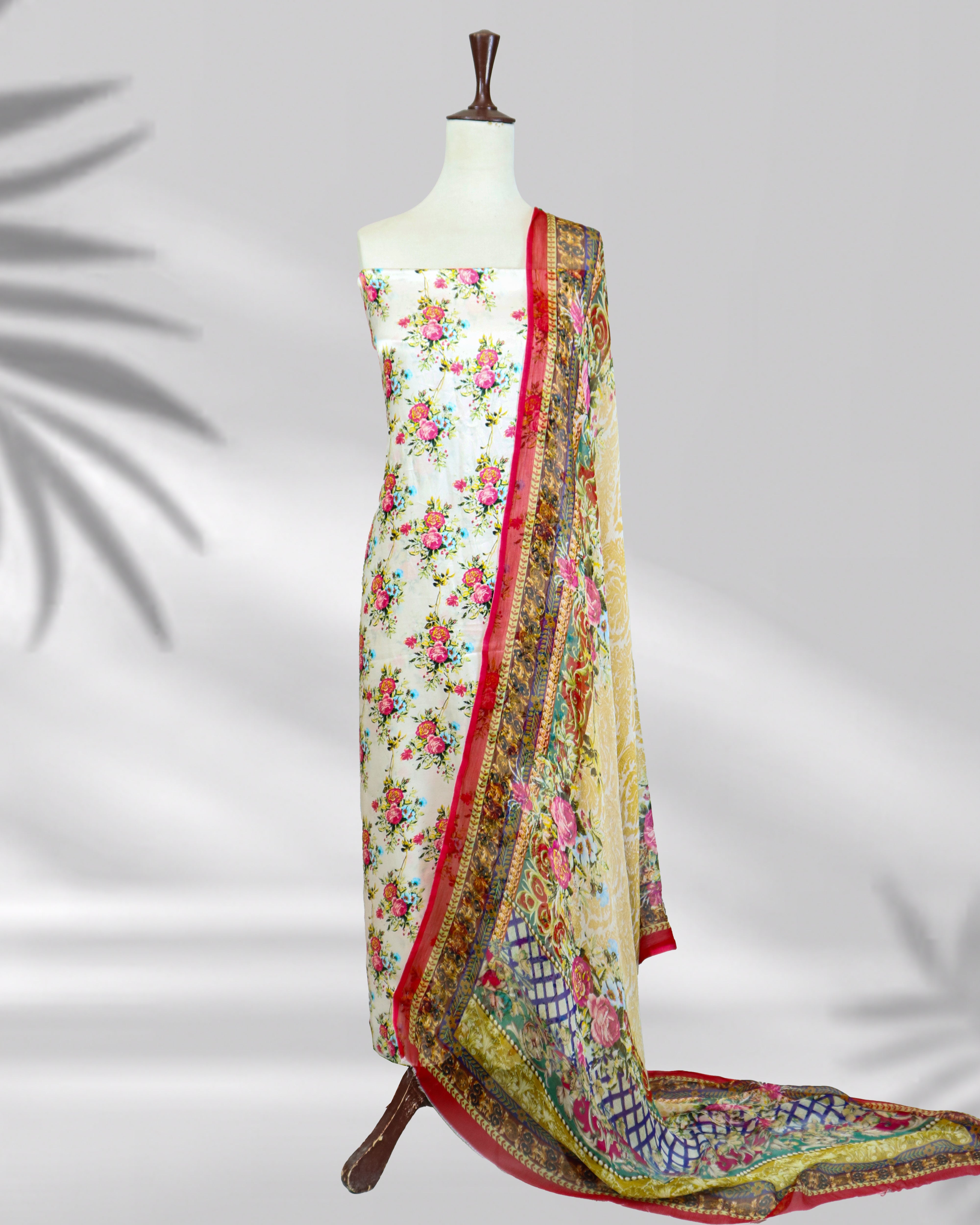Nayrah pure silk printed dress with chiffon dupatta – Highway Fashion