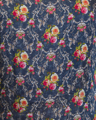 Elegant brown silk Lunara dress with printed chiffon dupatta