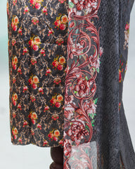 Highway Fashion Lunara pure silk outfit in brown with printed chiffon dupatta