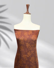 Elegant brown silk outfit with printed chiffon dupatta – Ranya by Highway Fashion