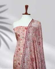 Highway Fashion Calira silk outfit in peach with chiffon dupatta