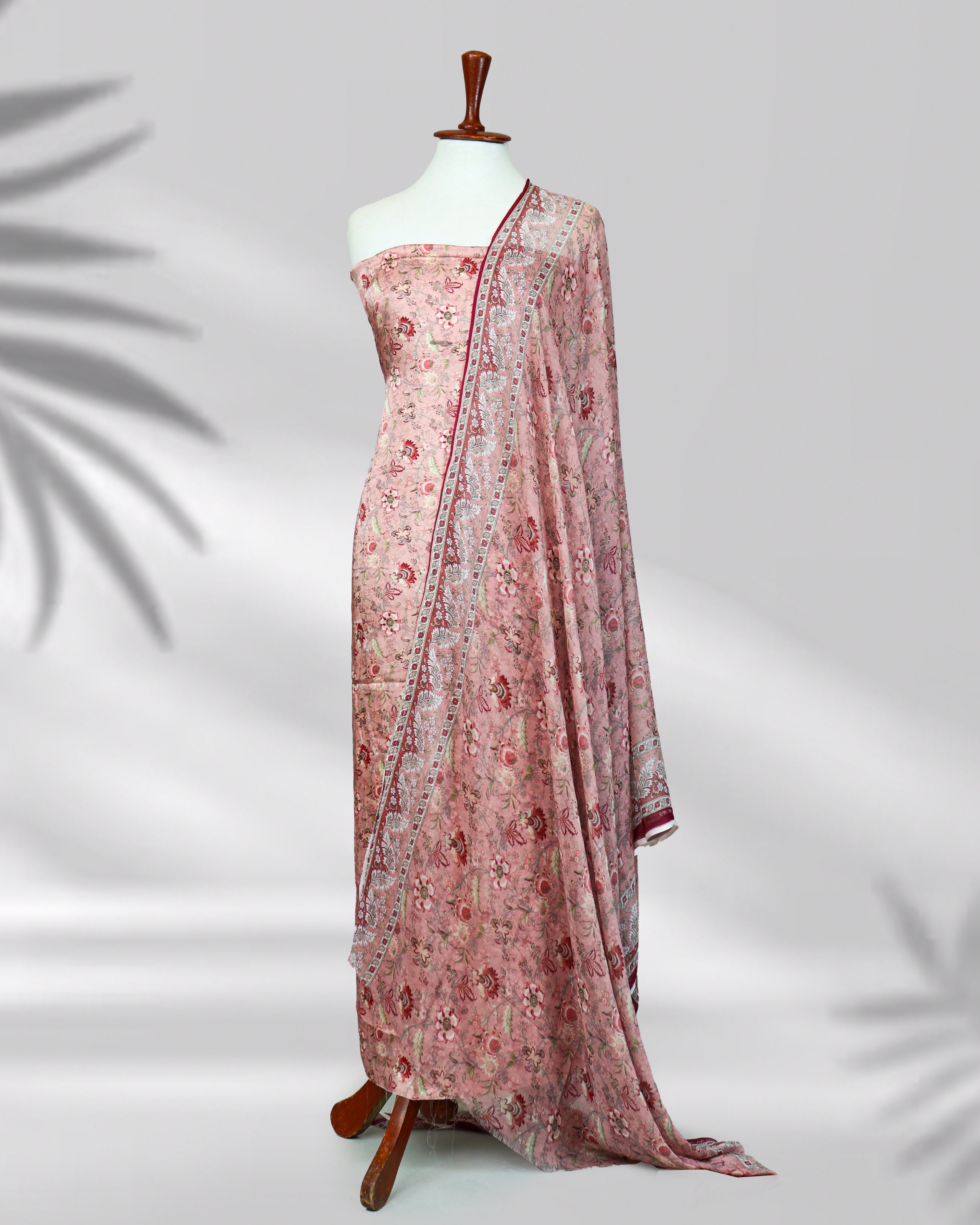 Calira peach pure silk dress with chiffon printed dupatta – Highway Fashion