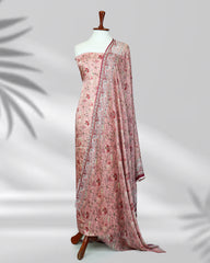 Calira peach pure silk dress with chiffon printed dupatta – Highway Fashion