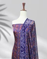Elegant purple Ozera pure silk dress with chiffon dupatta