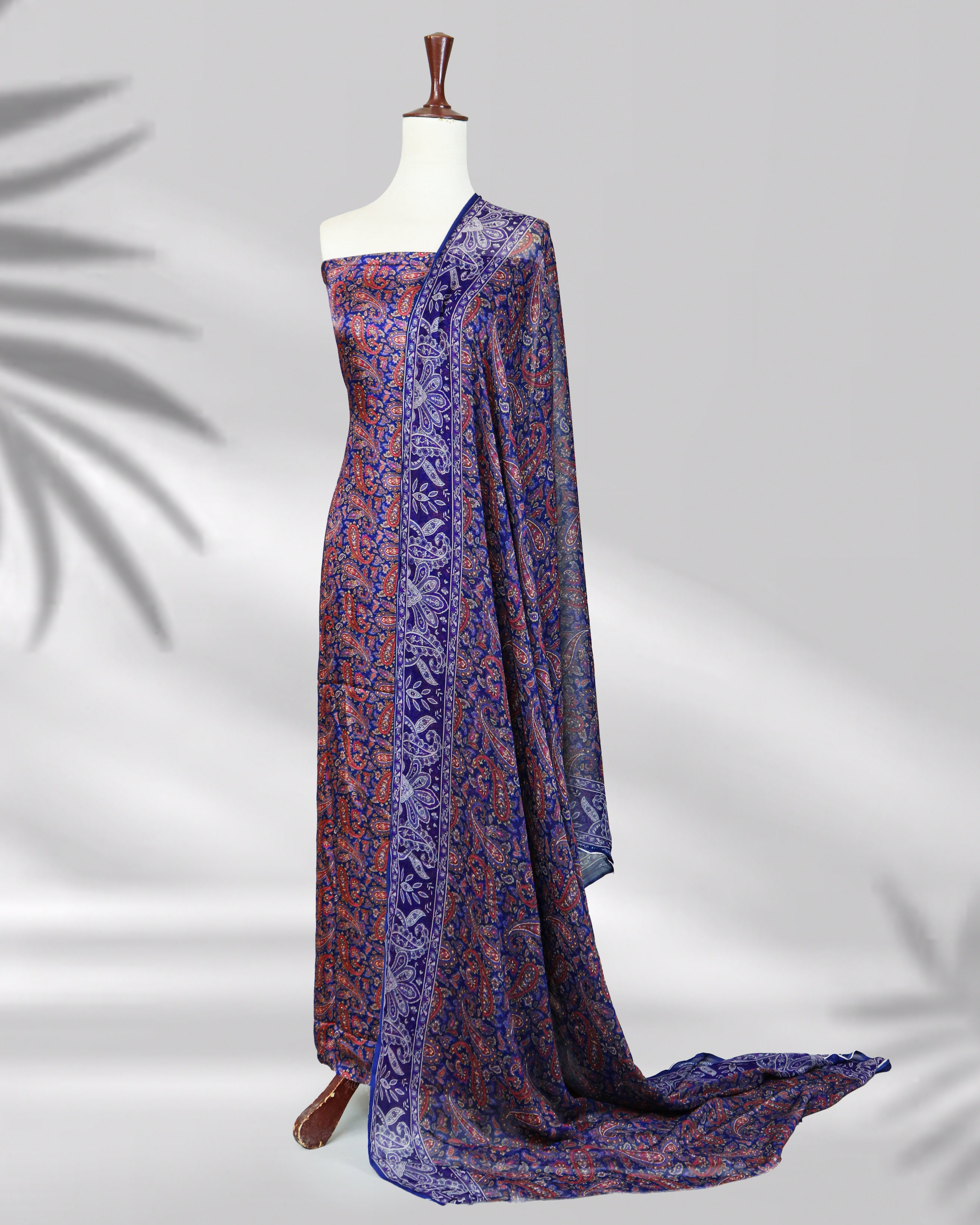 Highway Fashion Ozera silk outfit in purple with chiffon dupatta