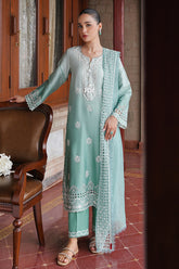 Cross Stitch | AQUA MELODY | 3PC SATIN EMBROIDERED SUIT