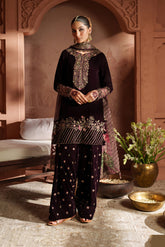 Iznik IV-61 Embroidered Velvet Mehroon Shalwar Kameez | Winter Party Wear 2025 | Highway Fashion