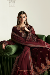 Emaan Adeel Zarposh Collection Nadira maroon velvet formal wear