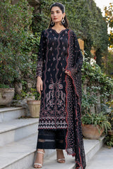 Bahar Embroidered Lawn '25 | Black Rose | 3PC Embroidered Lawn Suit