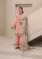 Elaf E-CRAFT - CHIKANKARI LAWN WITH CHIFFON DUPATTA '26 | EHC-3B DUSTROSE