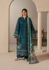 Elaf E-CRAFT - CHIKANKARI LAWN WITH CHIFFON DUPATTA '26 | EHC-2A MOSS