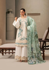Elaf E-CRAFT - CHIKANKARI LAWN WITH CHIFFON DUPATTA '26 | EHC-1A VANILLA