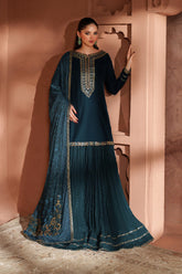 Iznik IV-64 blue embroidered velvet dress