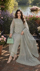 Nooriyah Luxury Embroidered Chiffon By Noor By Saadia Asad | D1 - Pistachio Mist