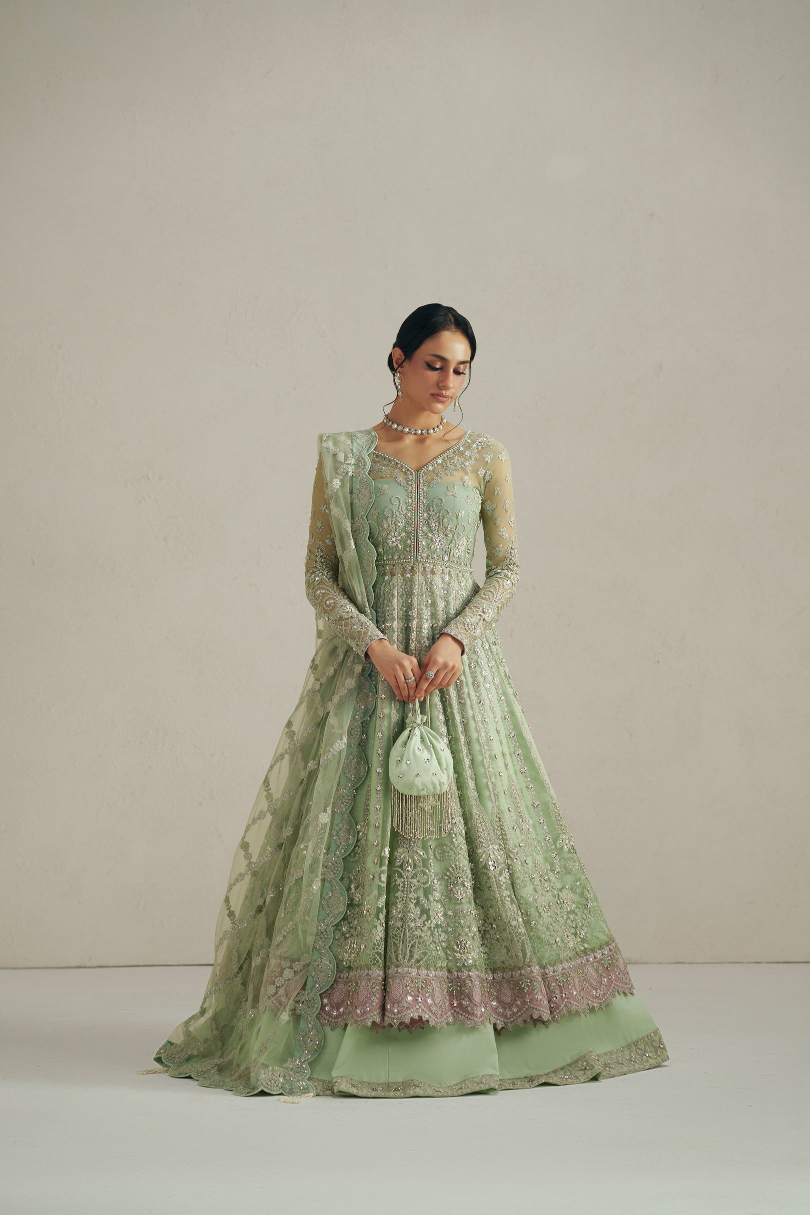 Vera Seafoam Green Pishwas Set