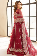 Farasha Premium Formals 2025 – Carmine Allure with organza borders and dupatta