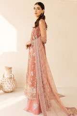 Elegant Farasha Vintage Rose embroidered net dress with raw silk trouser