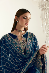 Emaan Adeel Zarposh Jahanara formal velvet dress in navy blue
