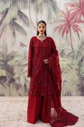 NOORMAHAL red organza embroidered formal by Emaan Adeel