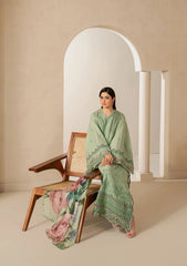 Elaf E-CRAFT - CHIKANKARI LAWN WITH CHIFFON DUPATTA '26 | EHC-4B ALOE