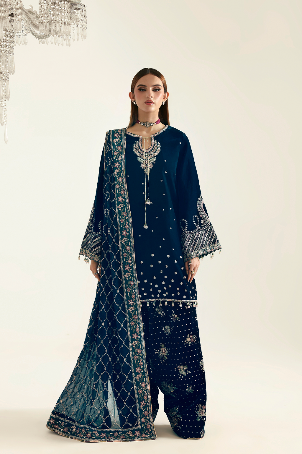 Emaan Adeel Jahanara embroidered velvet dress from Zarposh Velvet Collection 2025