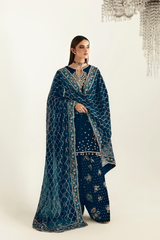 Pakistani velvet formal dress Jahanara by Emaan Adeel