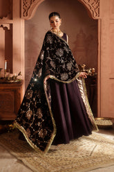 Iznik IV-63 embroidered velvet purple dress