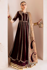 Jazmin Velvet Formal Embroidered CVF D-12 burgundy velvet luxury embroidered dress – Highway Fashion.
