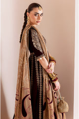 Jazmin Velvet Formal Embroidered CVF D-12 burgundy velvet luxury embroidered dress – Highway Fashion.