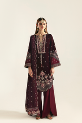 Emaan Adeel Mehrunisa maroon velvet dress Zarposh Velvet Collection 2025