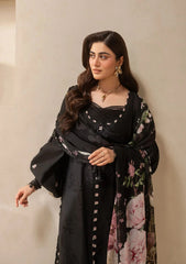 Elaf E-CRAFT - CHIKANKARI LAWN WITH CHIFFON DUPATTA '26 | EHC-5A CHARCOAL