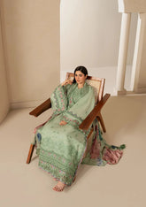 Elaf E-CRAFT - CHIKANKARI LAWN WITH CHIFFON DUPATTA '26 | EHC-4B ALOE