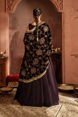 Purple velvet formal dress Pakistan