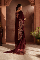 Velvet party wear long shirt and open shalwar