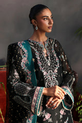 Afrozeh Larosea luxury unstitched dress with embroidered panels and borders
