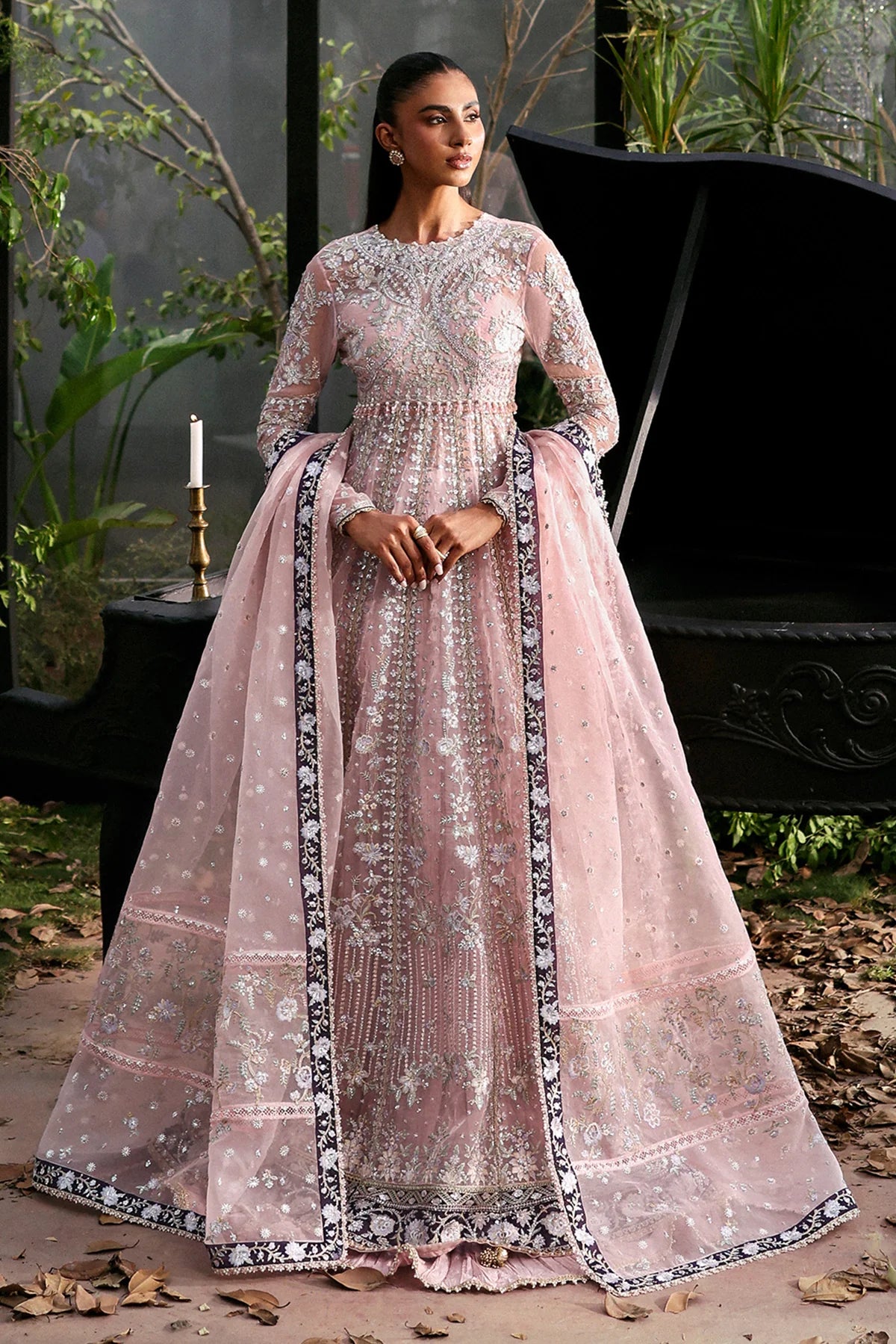 Afrozeh Zeal La Fuchsia'25 embroidered dress front view