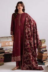 Sage Garland — green linen printed 3PC suit by Cross Stitch for winter chic. 🌿